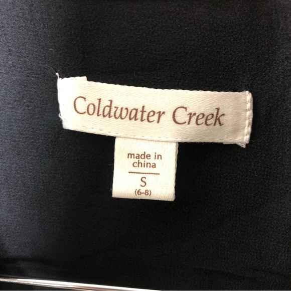 Coldwater Creek black 100% silk ruffle front button up career office top - Picture 3 of 4